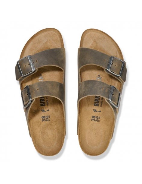 Sandalo Birkenstock Arizona pelle oliata faded khaki 2