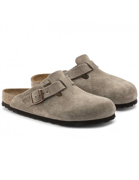 Sandalo Birkenstock Boston Taupe Suede Leather
