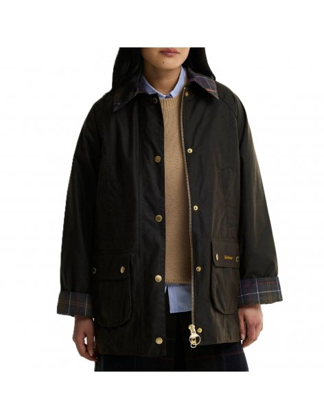 Giaccone cerato Barbour Modern Beadnell con colletto in tartan Icons 2